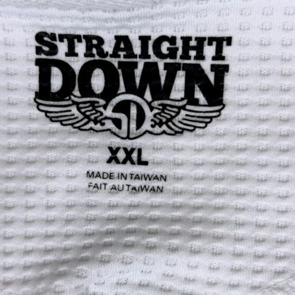 Straight Down Mens XXL White Waffle Knit Quarter Zip Pullover Golf Sweater Logo
